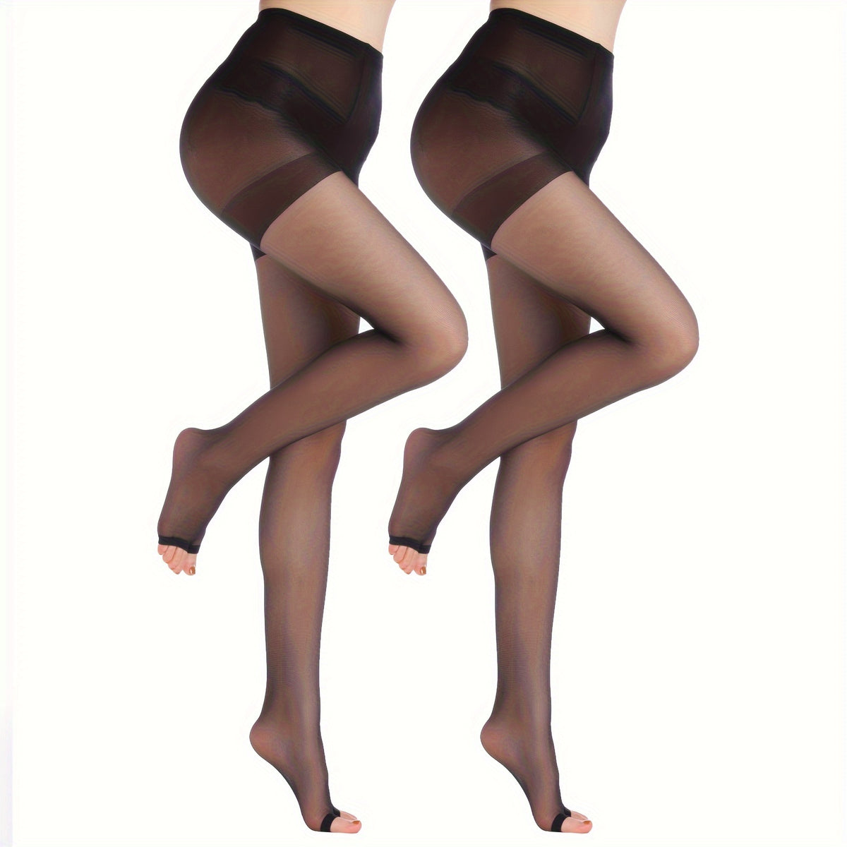 3 Pack Toeless High Waist Slim Pantyhose Elastic Pantyhose