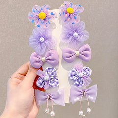 10pcs Flower Bow Hair Clips Hairpin Headwear Hair Accessories Children's Gift