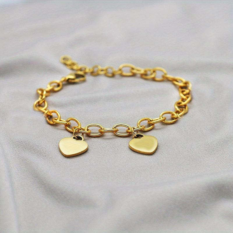 Personalized Heart Nameplate Bracelet Stainless Steel