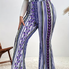  Butterfly & Dot Print High Rise Stretch Pants