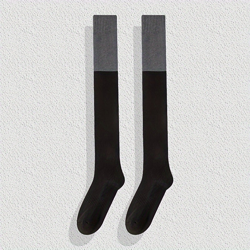 3 Pairs Colorblock Thigh High Socks Over The Knee Stockings
