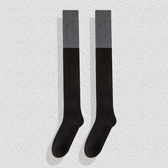 3 Pairs Colorblock Thigh High Socks Over The Knee Stockings