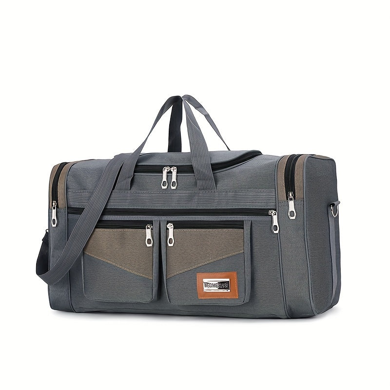 Large Capacity Duffel Bag with Double Zipper and Adjustable Shoulder Straps