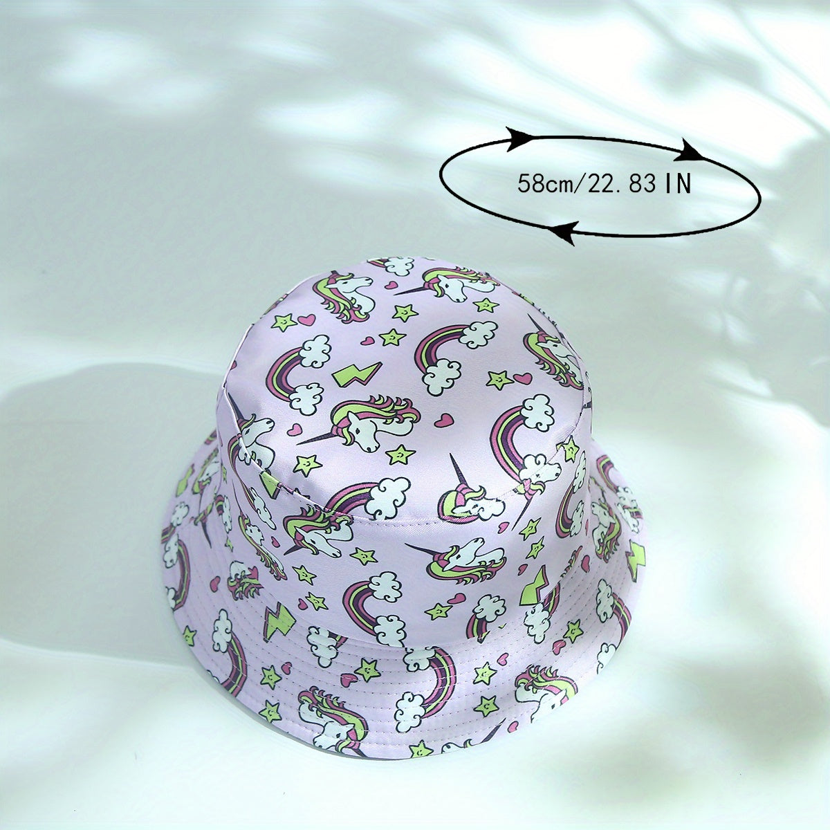 Pink Unicorn Print Bucket Hat Reversible Sunscreen Beach Hats