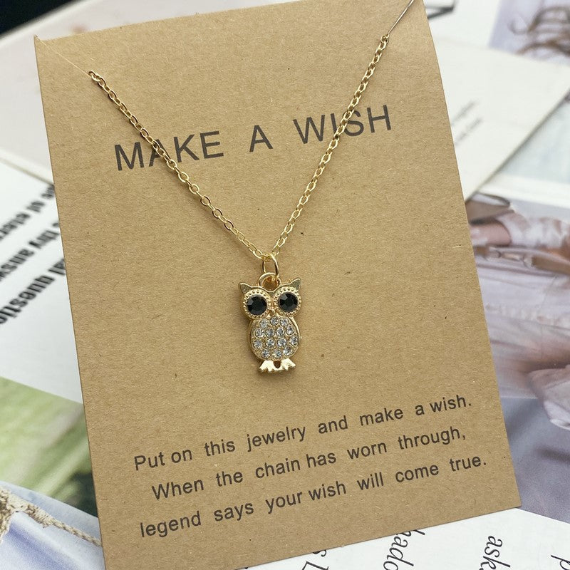 Cross Tree Tower Owl Circle Ring Pendant Clavicle Chain Necklace With Paper Card