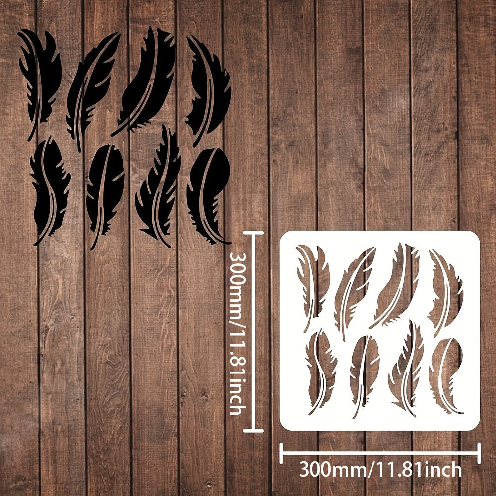 Feather Pattern Reusable Stencil 30x30 cm