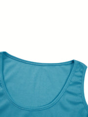 Rhinestone Tank Top Crew Neck Sleeveless Summer Women's Clothing