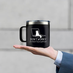 Tech Cat 14oz Stainless Steel Travel Mug Double Wall Vacuum Cup with Lid