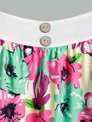  Flower Pattern Cami Top High Stretch Casual Cami Top