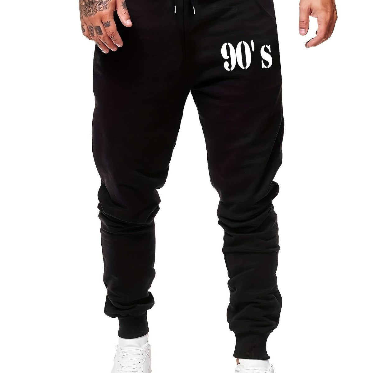 6cms Letter Print Casual Stretch Graphic Joggers Men s Sweatpants
