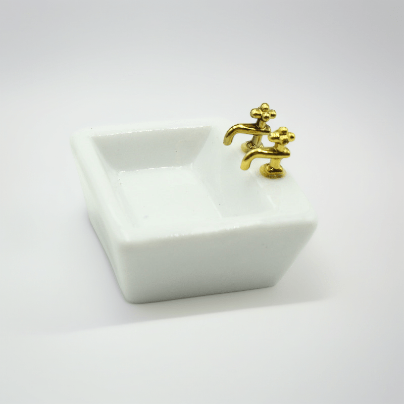 1:12 Mini Dollhouse Bathroom Sink with Faucet Realistic Micro Landscape Props