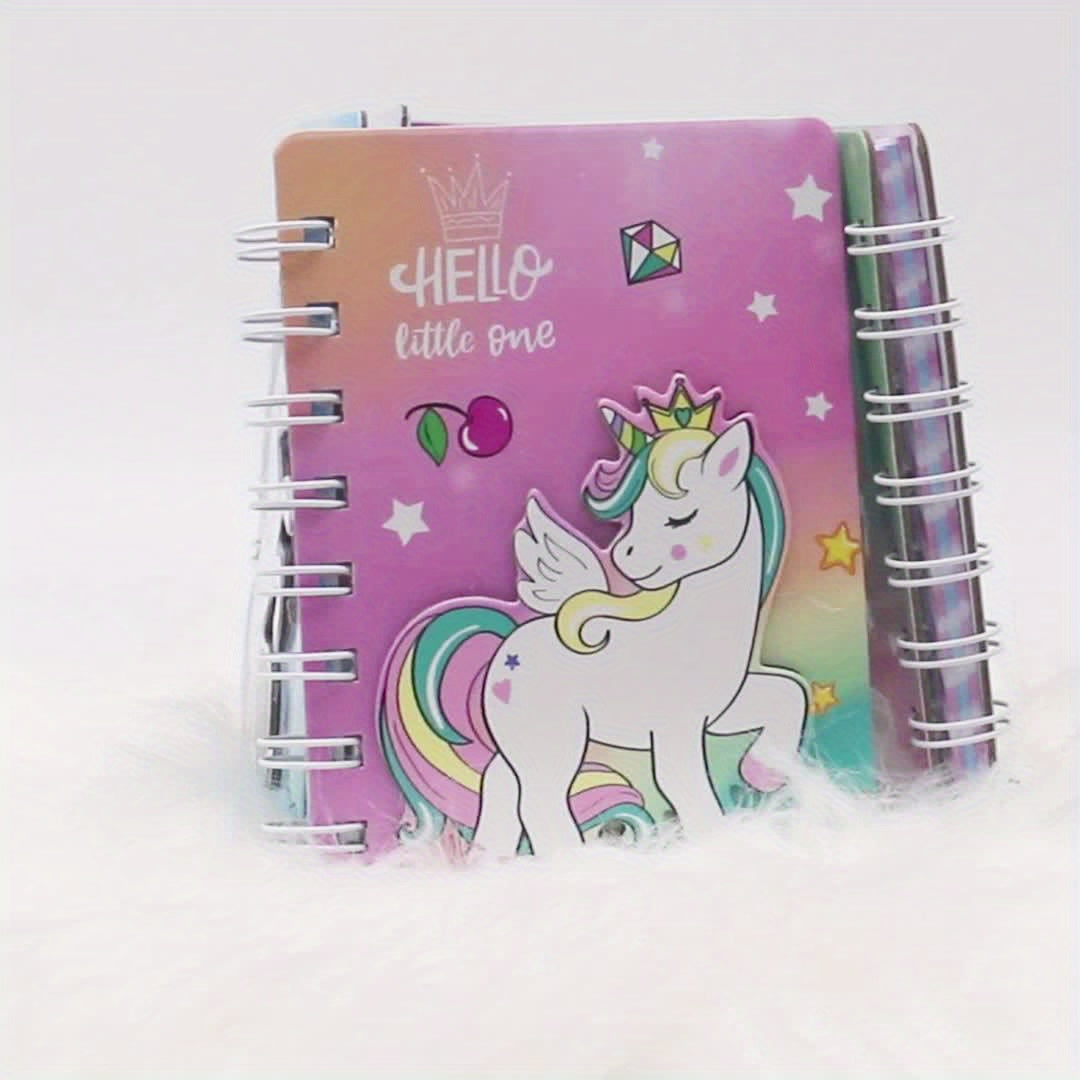 3D Unicorn Binder Notebook Spiral Journal for Girls Mini Notepad