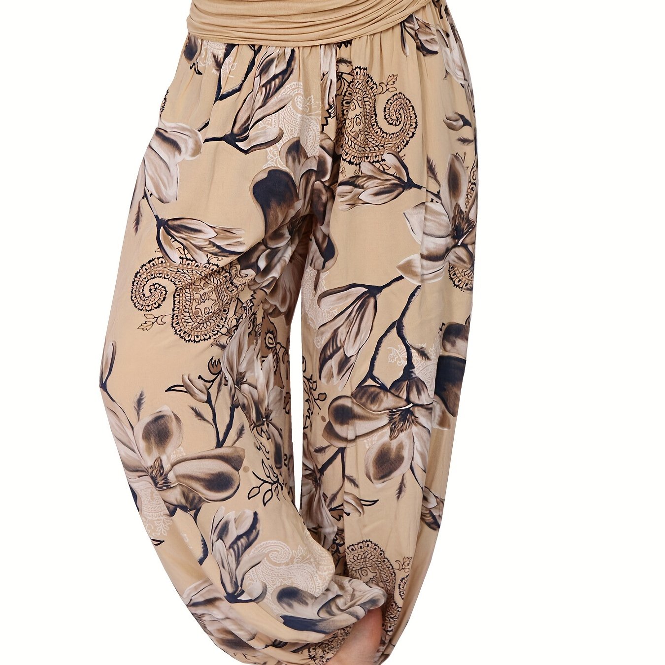  Boho Pants Women's Plus Ruched Loose Fit Baggy Pants
