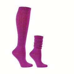 Women's Solid Calf Socks Warm & Comfy Knee High Stockings