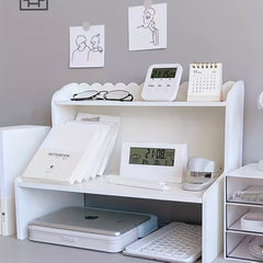 Desktop Storage Rack Wooden Double Layer Cosmetics Student Desk Storage