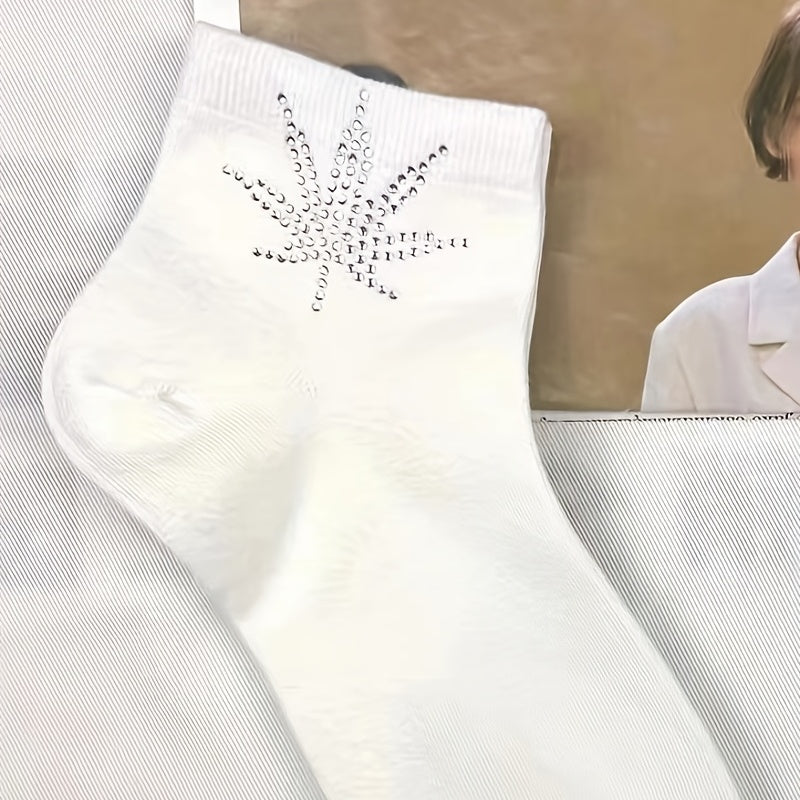 Sparkling Rhinestone Short Socks for Women