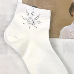 Sparkling Rhinestone Short Socks for Women