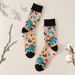 Colorful Chicken Pattern Crew Socks Women's Stockings