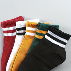 5 10 Pairs Stripe Print Socks Breathable Women's Short Stockings
