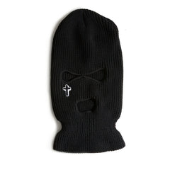 Cross Embroidered Three Hole Balaclava Hat Ski Mask
