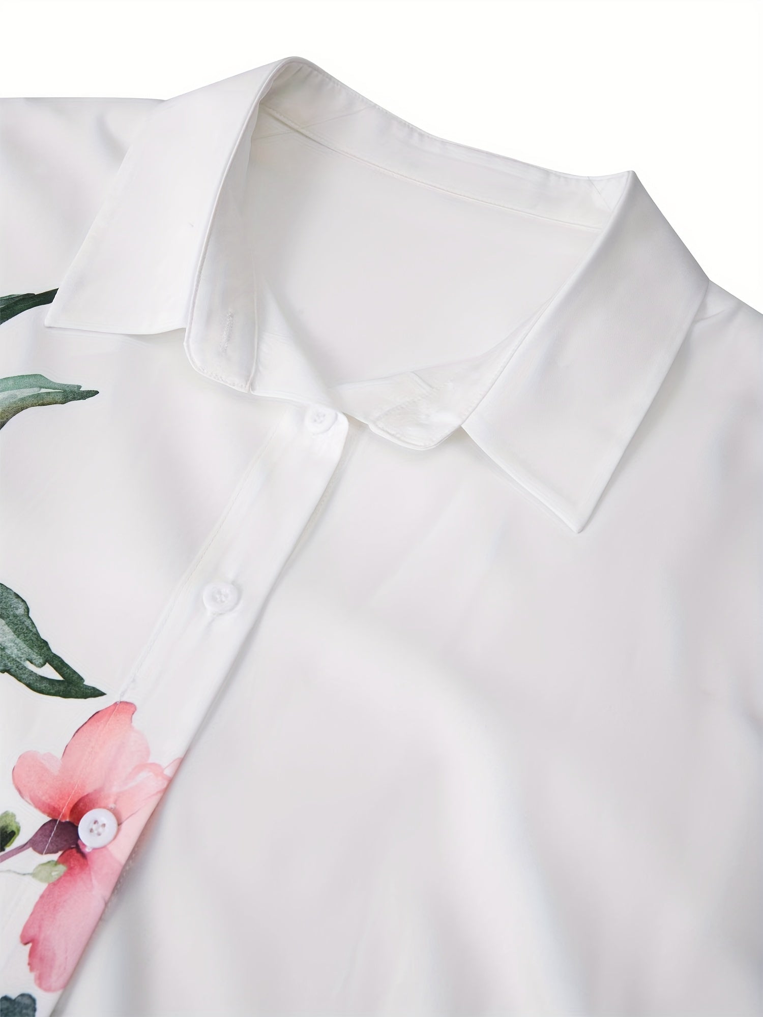  Floral Print Long Sleeve Button Up Shirt
