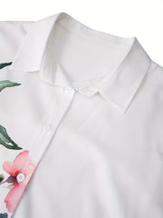  Floral Print Long Sleeve Button Up Shirt