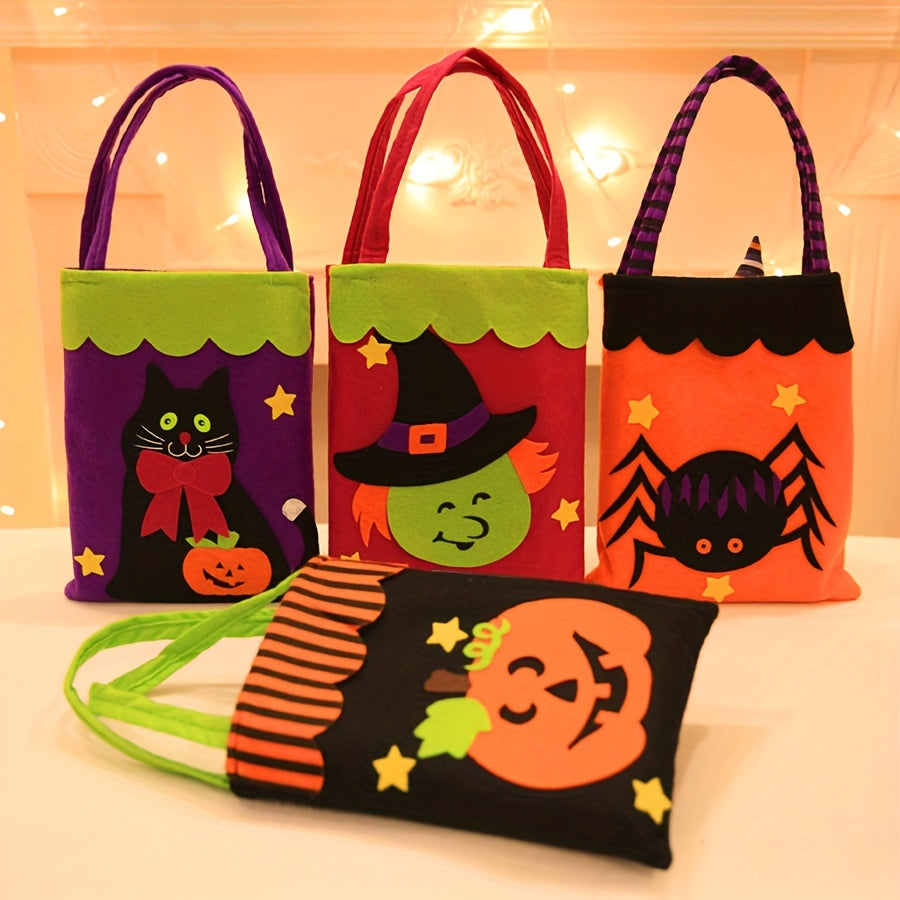 Halloween Print Tote Bag Trick Or Treat Candy Bag Reusable Storage Basket