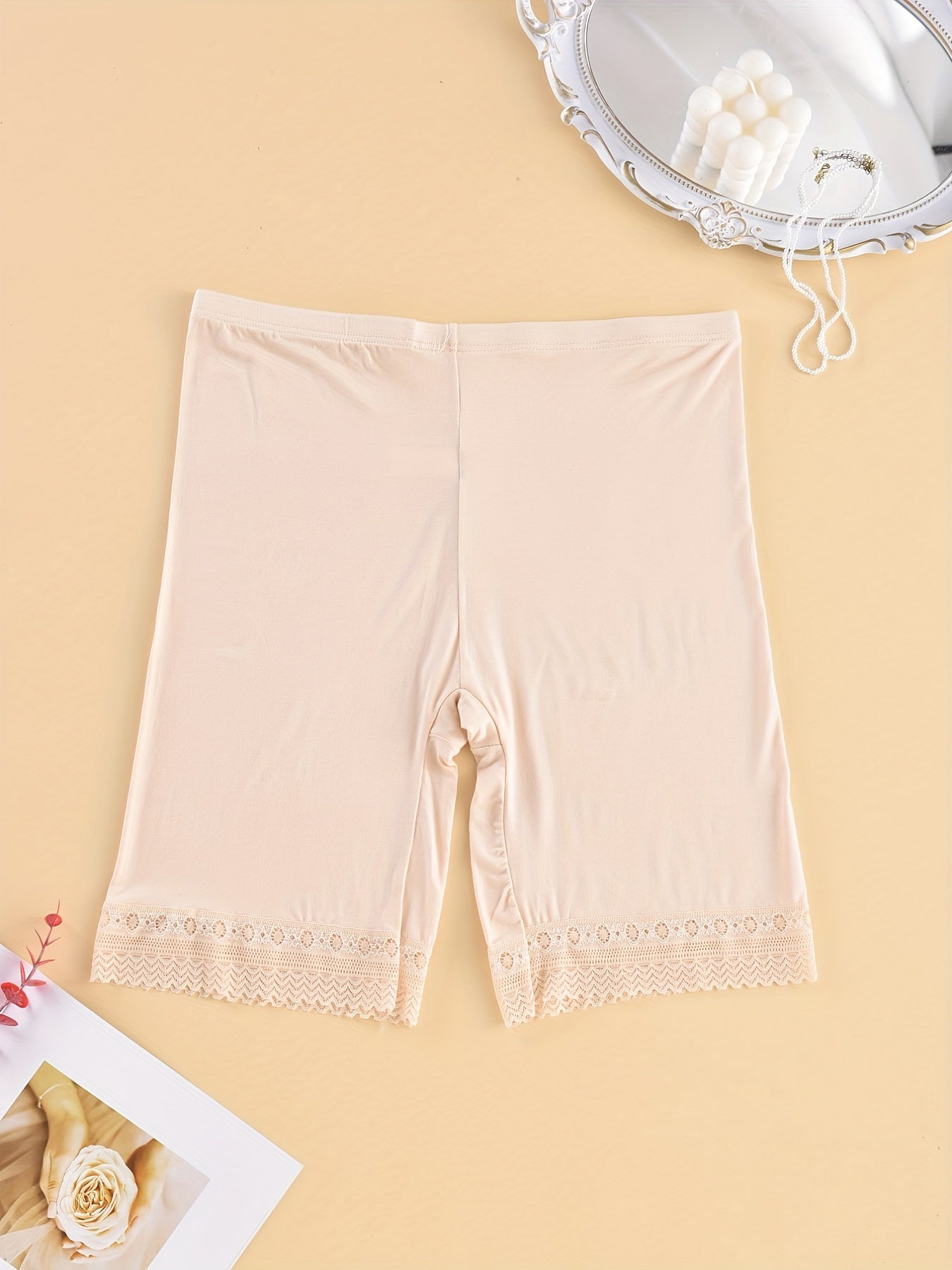  Women's Contrast Lace Trim Boy Shorts