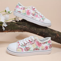 Halloween Rose & Skull Print Canvas Shoes