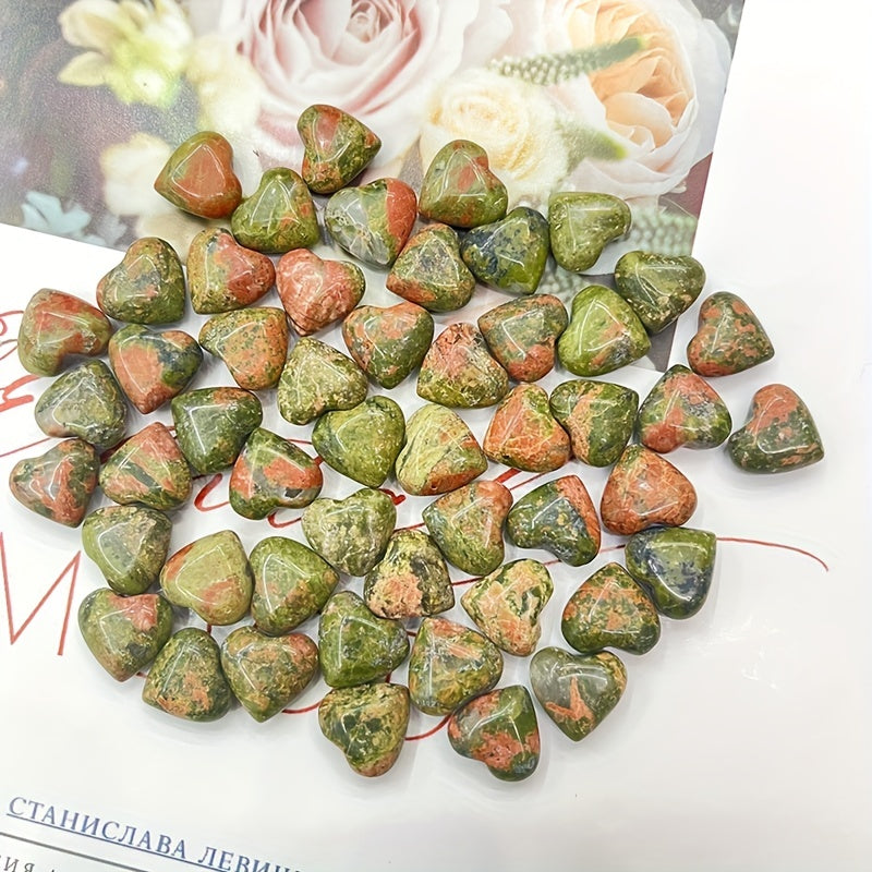 10pcs Heart Shape Natural Stone Ornament for Home Decor & Jewelry Making