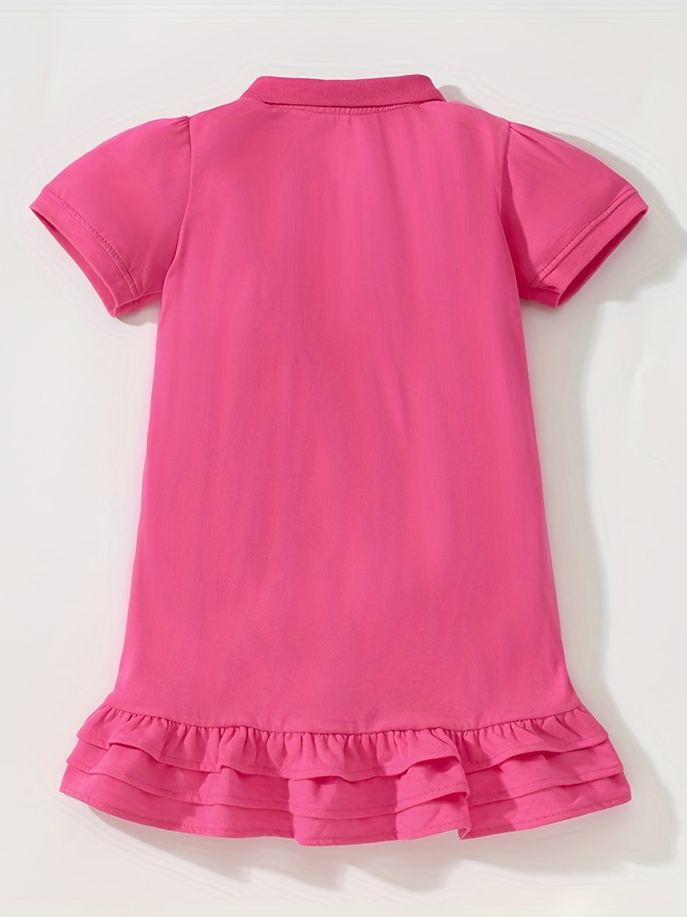Girls Rabbit Graphic Ruffled POLO Dress For Summer Holiday Party