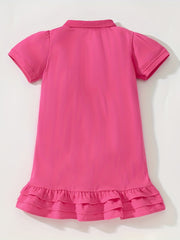 Girls Rabbit Graphic Ruffled POLO Dress For Summer Holiday Party