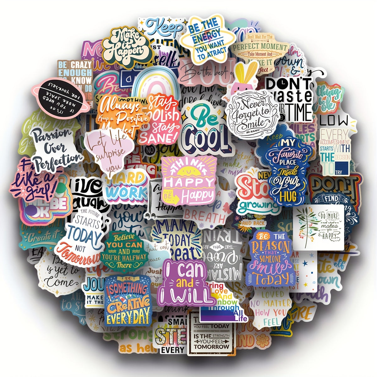 100pcs Motivational Quote Stickers for Teens, Laptop, Water Bottle, Luggage