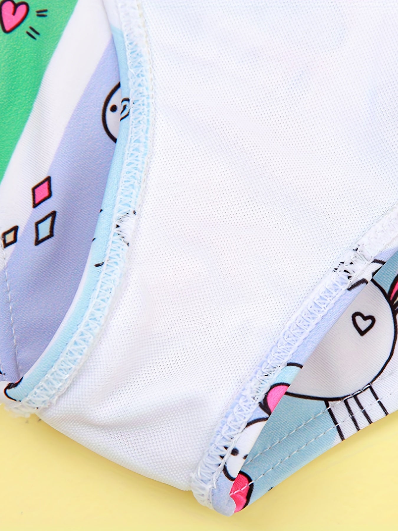 Girls Pony Graphic One Piece Swimsuit Striped Sleeveless Swimwear