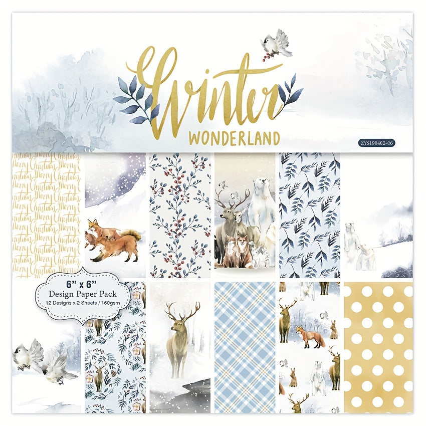 24 Sheets Christmas Pattern DIY Scrapbook Paper