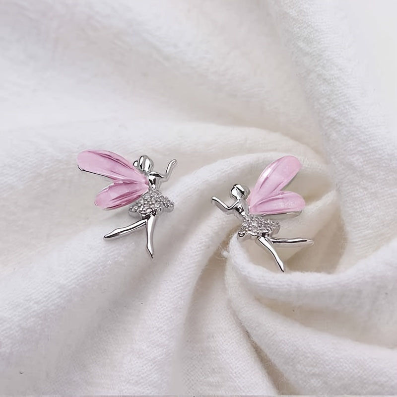 Dancing Elf Stud Earrings Christmas Angel Jewelry Gift