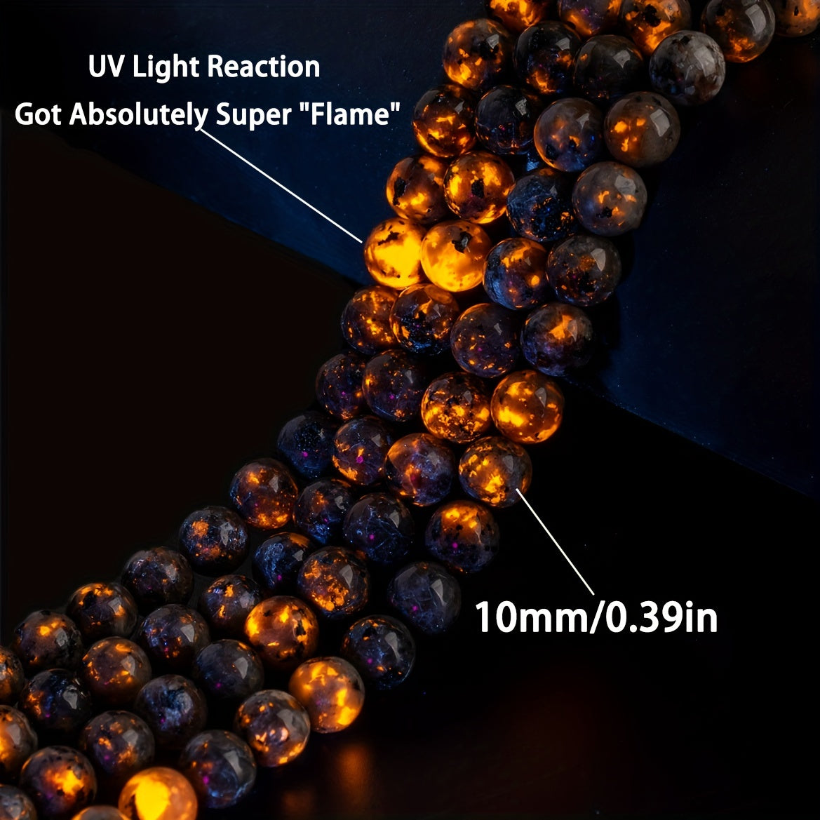 50-100pcs Yooperlite Glow Stone Beads Healing Energy Chakra UV Reactive Syenite