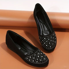 Women's Rhinestone Flat Shoes Soft Sole Slip On Shoes Comfy Walking