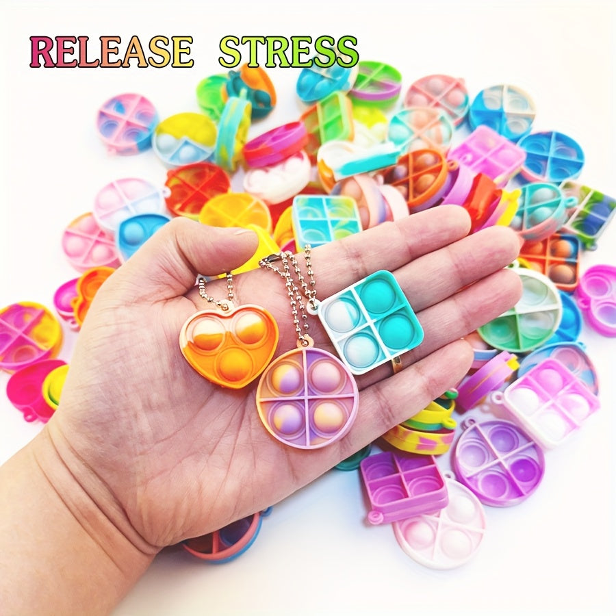 8pcs Mini Pop Keychains Assorted Shapes Fidget Toys for Kids