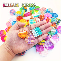 8pcs Mini Pop Keychains Assorted Shapes Fidget Toys for Kids