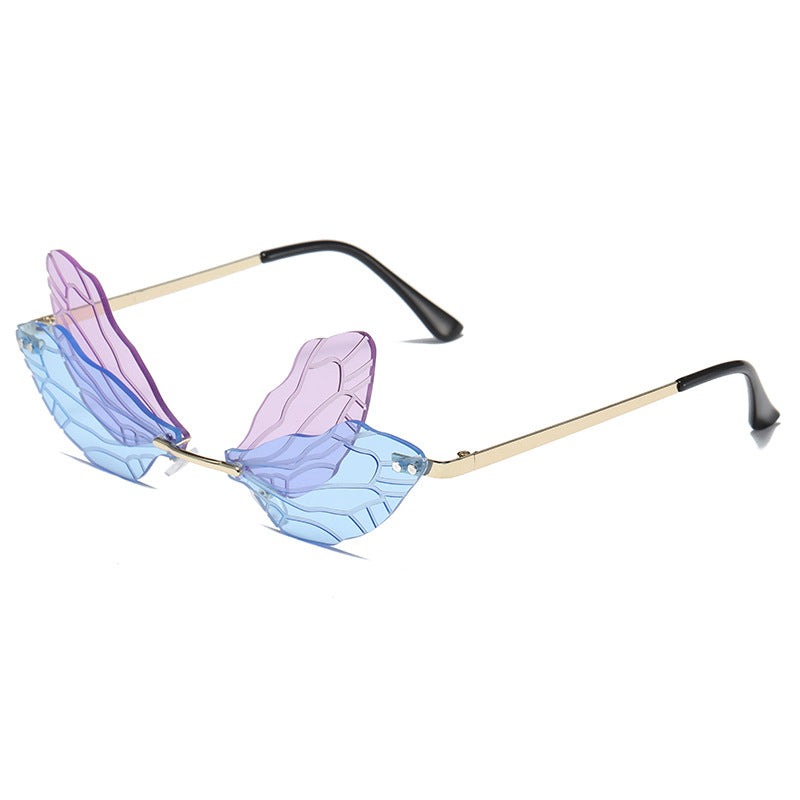 Dragonfly Wings Sunglasses Gradient Lens Funny Catwalk Steampunk