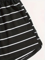  Striped High Stretch Drawstring Shorts