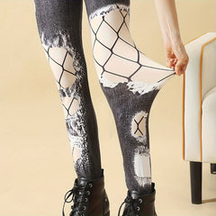 Fishnet Pattern High Waist Slim Pantyhose