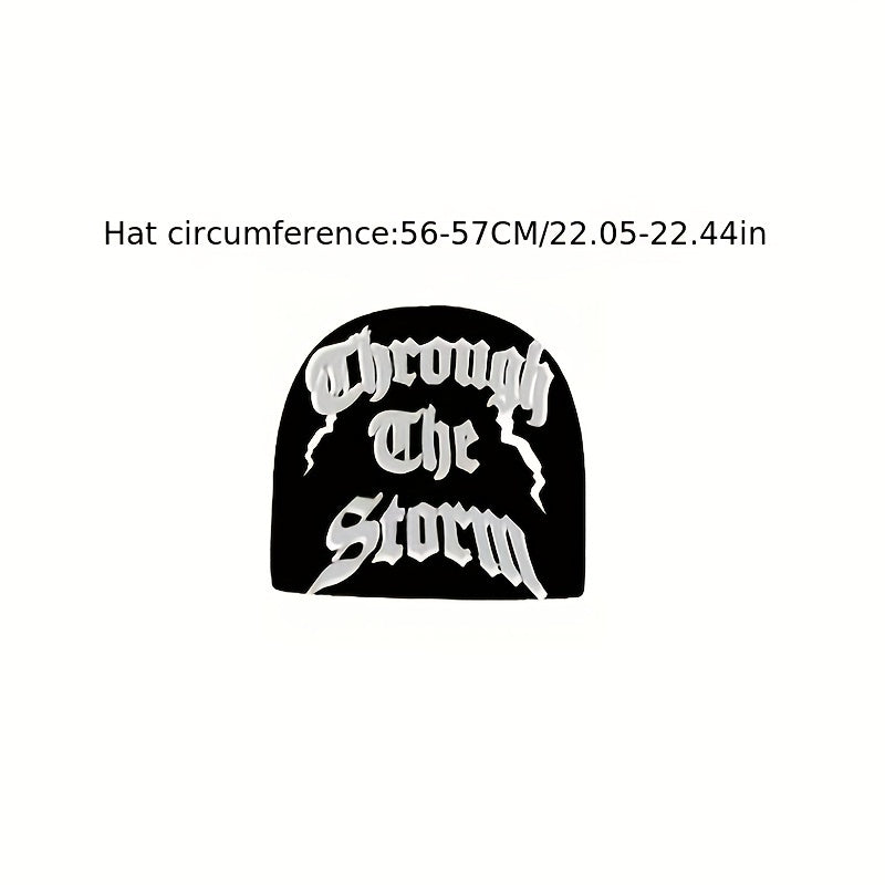Y2K Lightning Letter Jacquard Beanie - Reversible Hip Hop Couple Hat