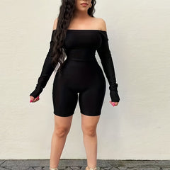 Off Shoulder Open Back Romper Jumpsuit