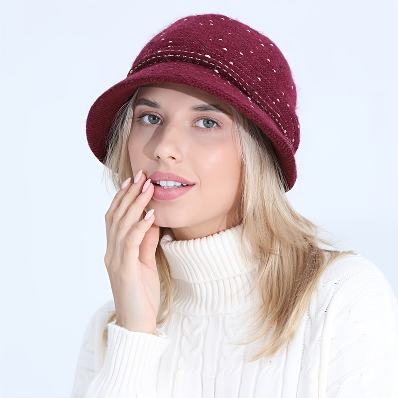 Vintage Knitted Thermal Bucket Hat Fisherman Hat Winter Hat For Her