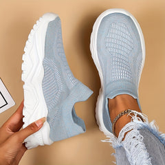 Women's Knitted Textured Running Shoes Lightweight Slip On Casual Sneakers