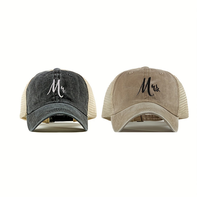 Couple Trucker Hat Distressed Mesh Baseball Cap Adjustable Dad Hats