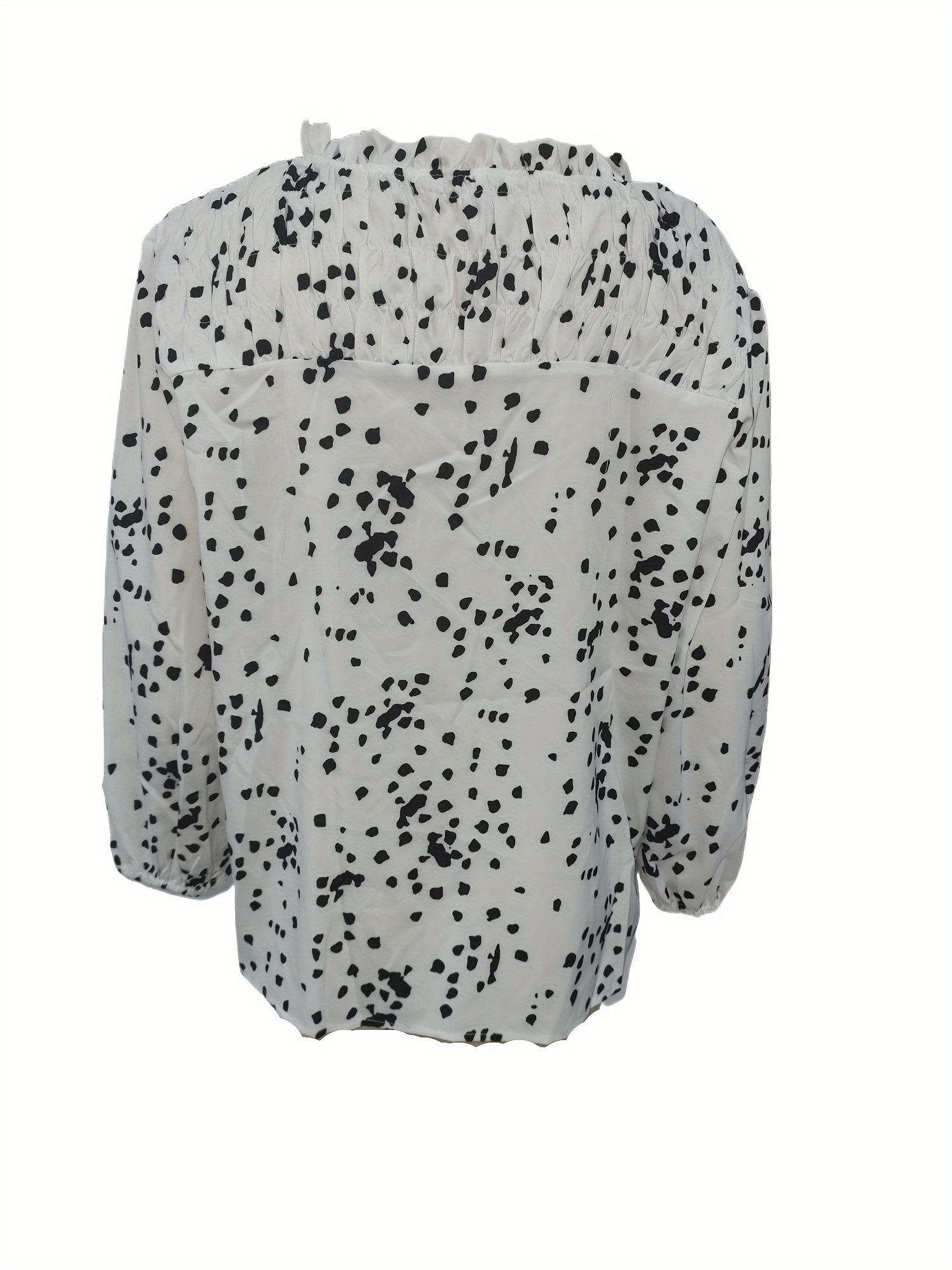  Dalmatian Print Lantern Sleeve Blouse