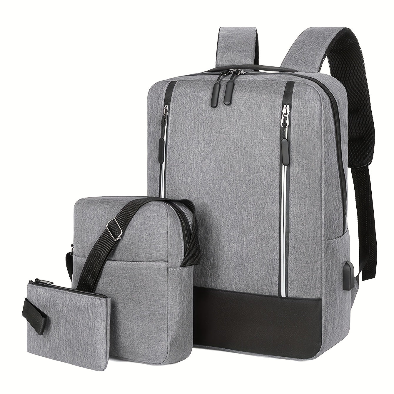 3pcs Backpack Crossbody Bag And Pen Bag Set Men's Three piece Computer Bag